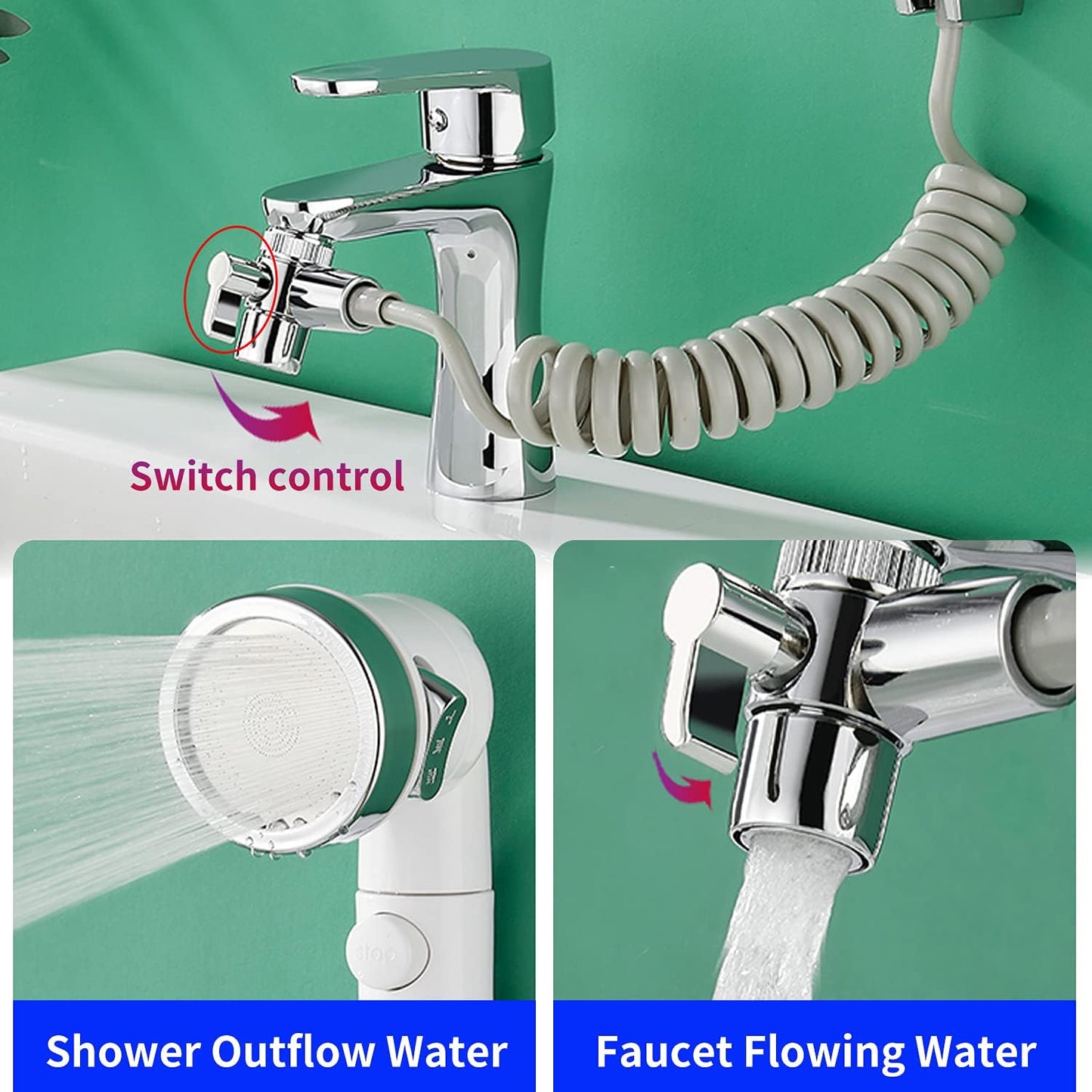 Ensemble Pommeau Douche pour Lavabo Douchette Adaptable sur Robinet Flexible de Robinet