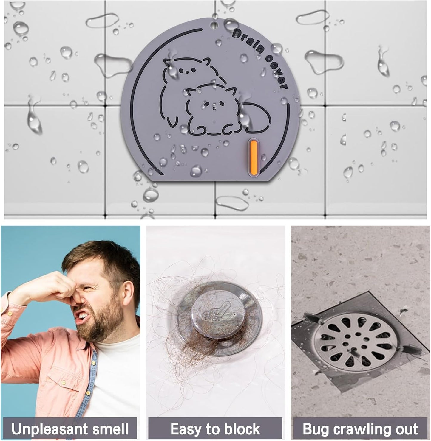 3 Couvercles de drain en silicone